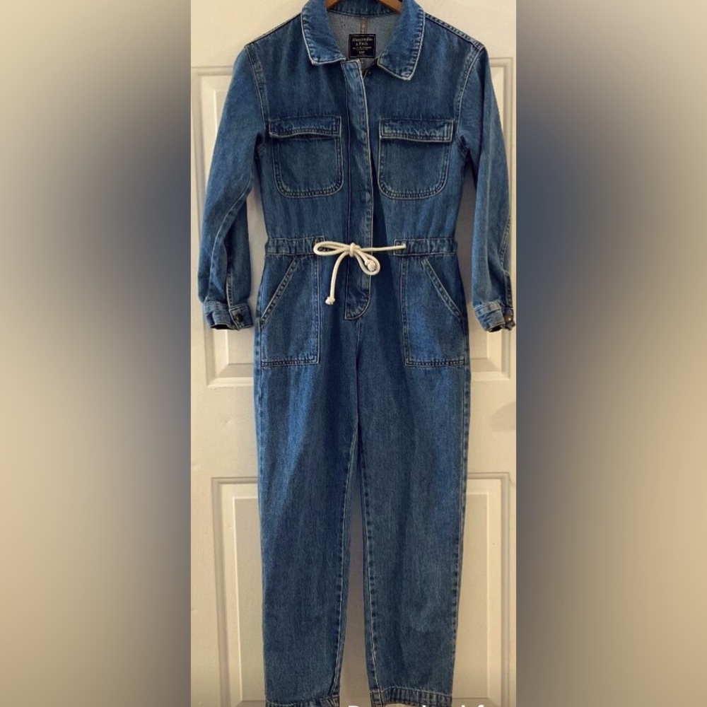 Abercrombie & Fitch Blue Denim Jumpsuit